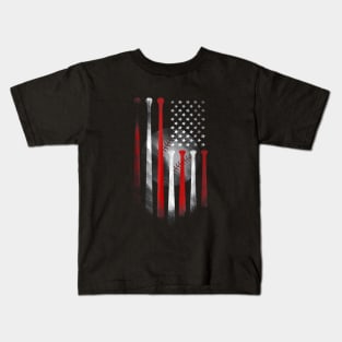 American Flag Vintage Baseball Kids T-Shirt